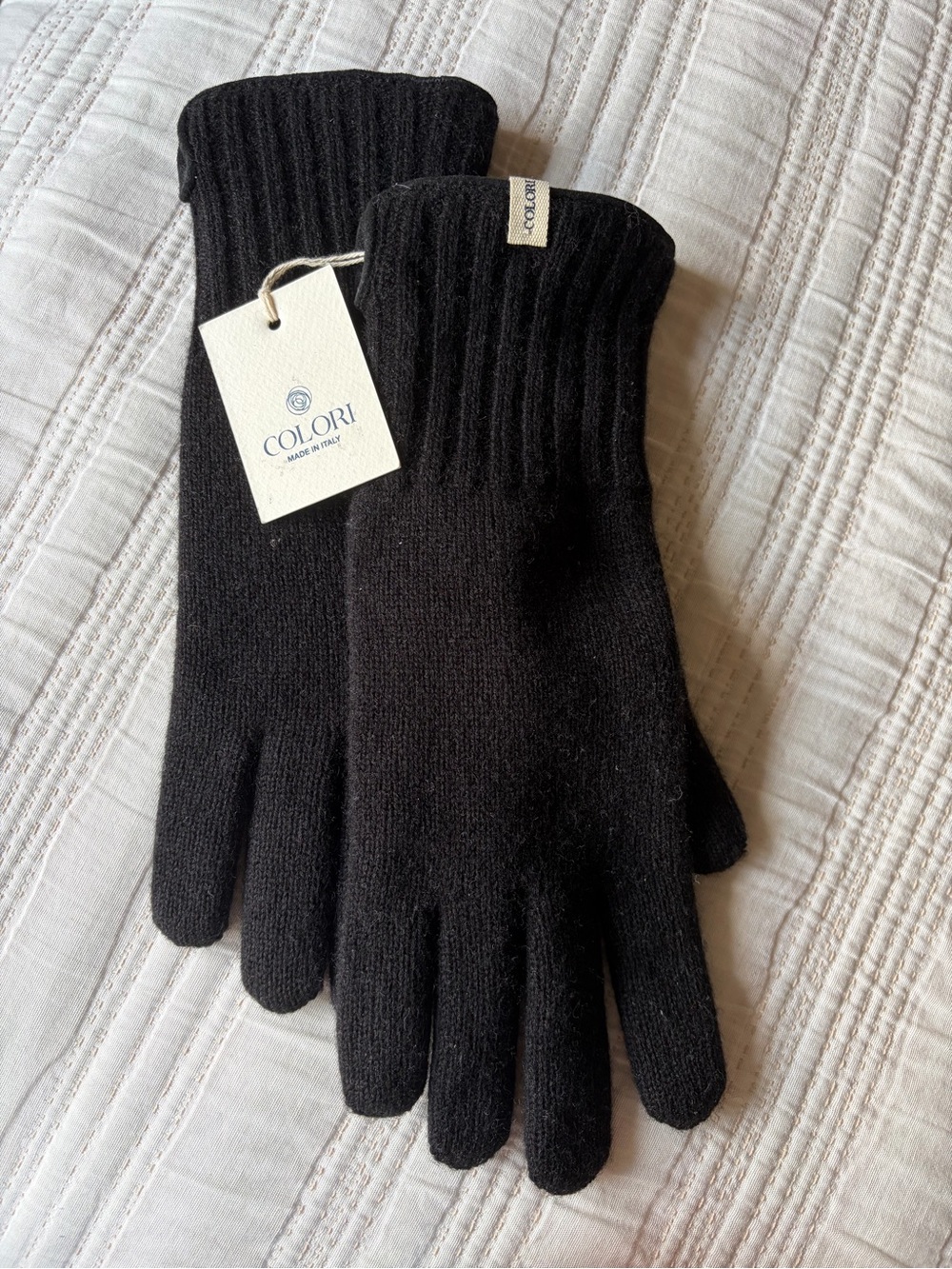 Men's Black Ribbed 100% Cashmere Reversible Gloves